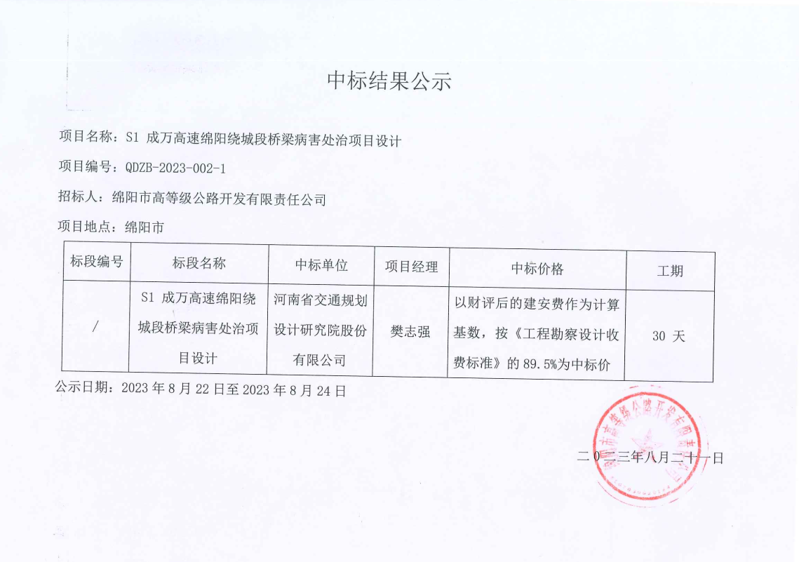 S1成萬(wàn)高速綿陽(yáng)繞城段橋梁病害處治項(xiàng)目設(shè)計(jì)中標(biāo)結(jié)果公示.png